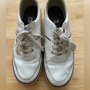 White Leather with blue edging Keds